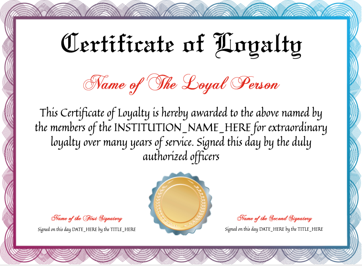 Free Certificate Of Loyalty At Clevercertificates | Free Pertaining To Leadership Award Certificate Template