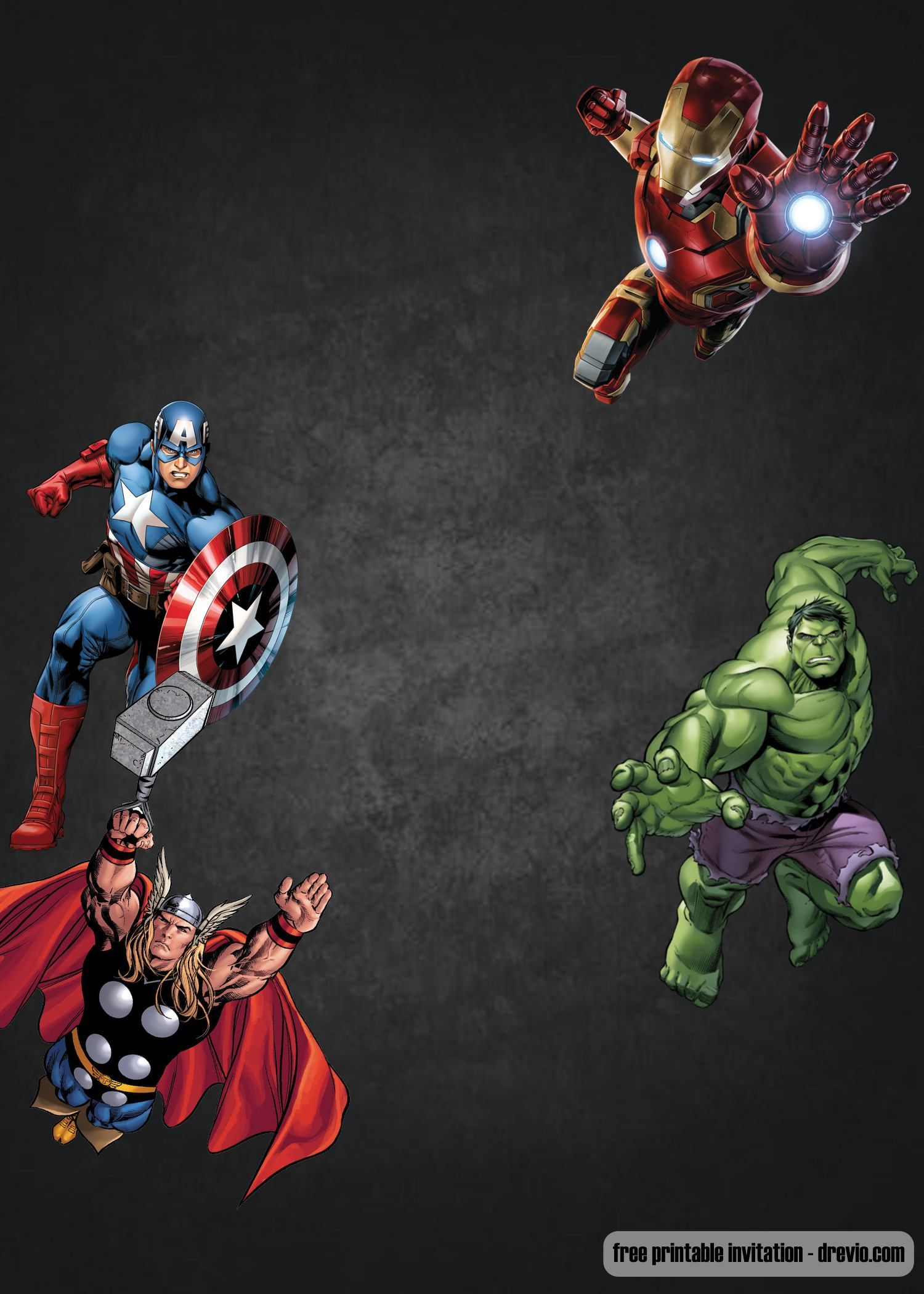 Free Chalkboard Avenger Birthday Invitation Template | Ry 4 Regarding Avengers Birthday Card Template