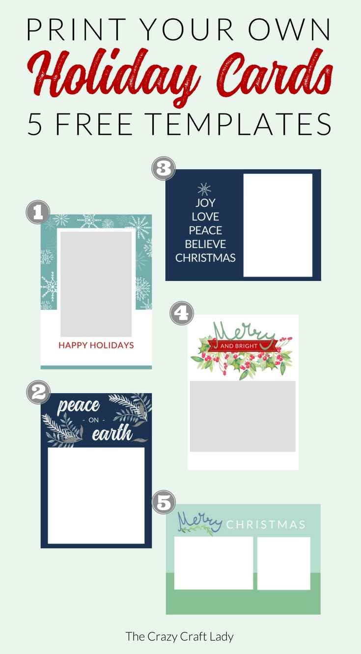Free Christmas Card Templates – The Crazy Craft Lady For Print Your Own Christmas Cards Templates