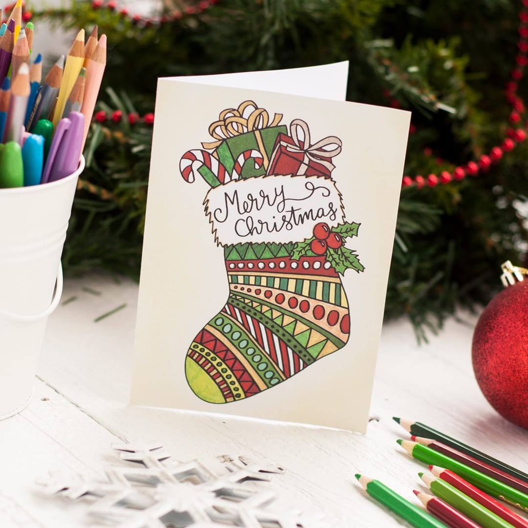 Free Christmas Coloring Card Inside Diy Christmas Card Templates