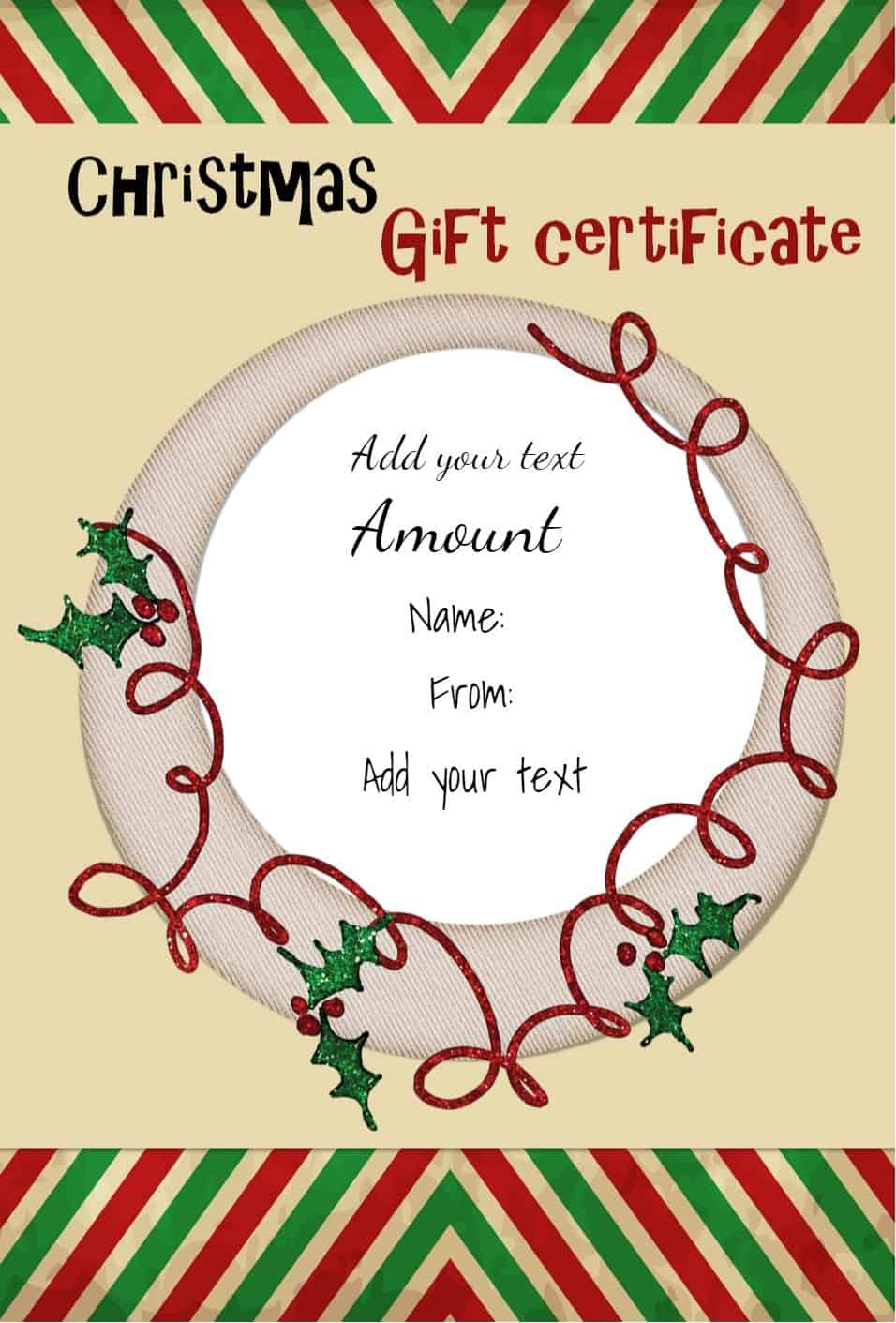Free Christmas Gift Certificate Template | Customize Online Inside Free Christmas Gift Certificate Templates