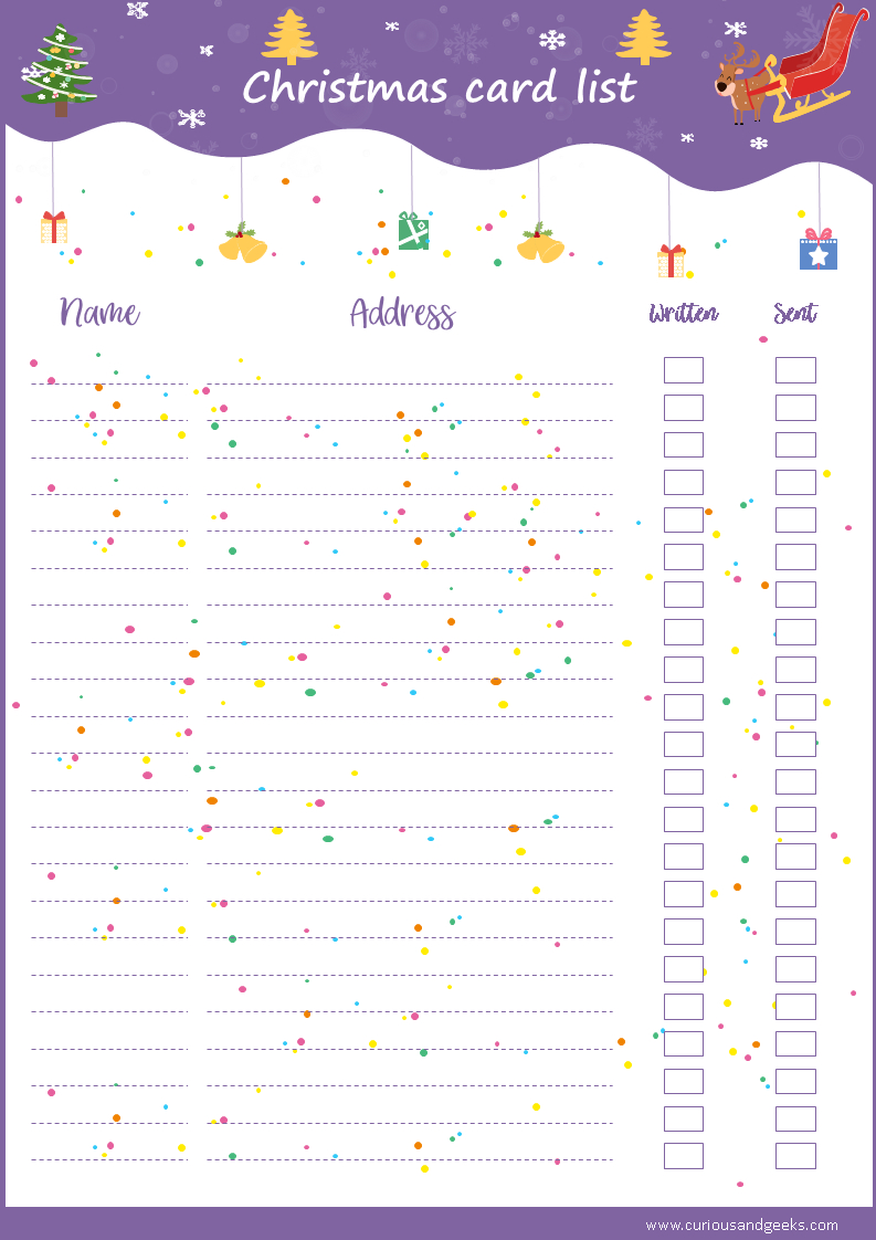 Free Christmas List Templates + An Excel Version - Curious Regarding Christmas Card List Template