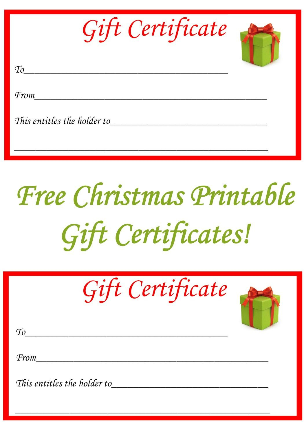 Free Christmas Printable Gift Certificates | Gift Ideas For Homemade Gift Certificate Template