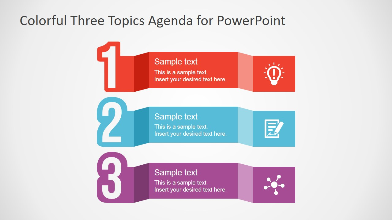 Free Colorful Three Topics Agenda For Powerpoint Intended For Powerpoint Sample Templates Free Download