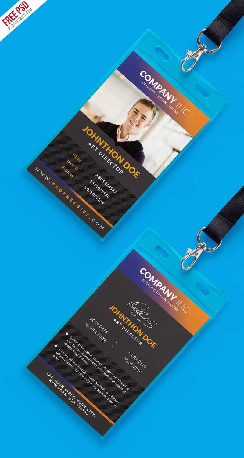 Free Creative Identity Card Design Template Psd Regarding College Id Card Template Psd