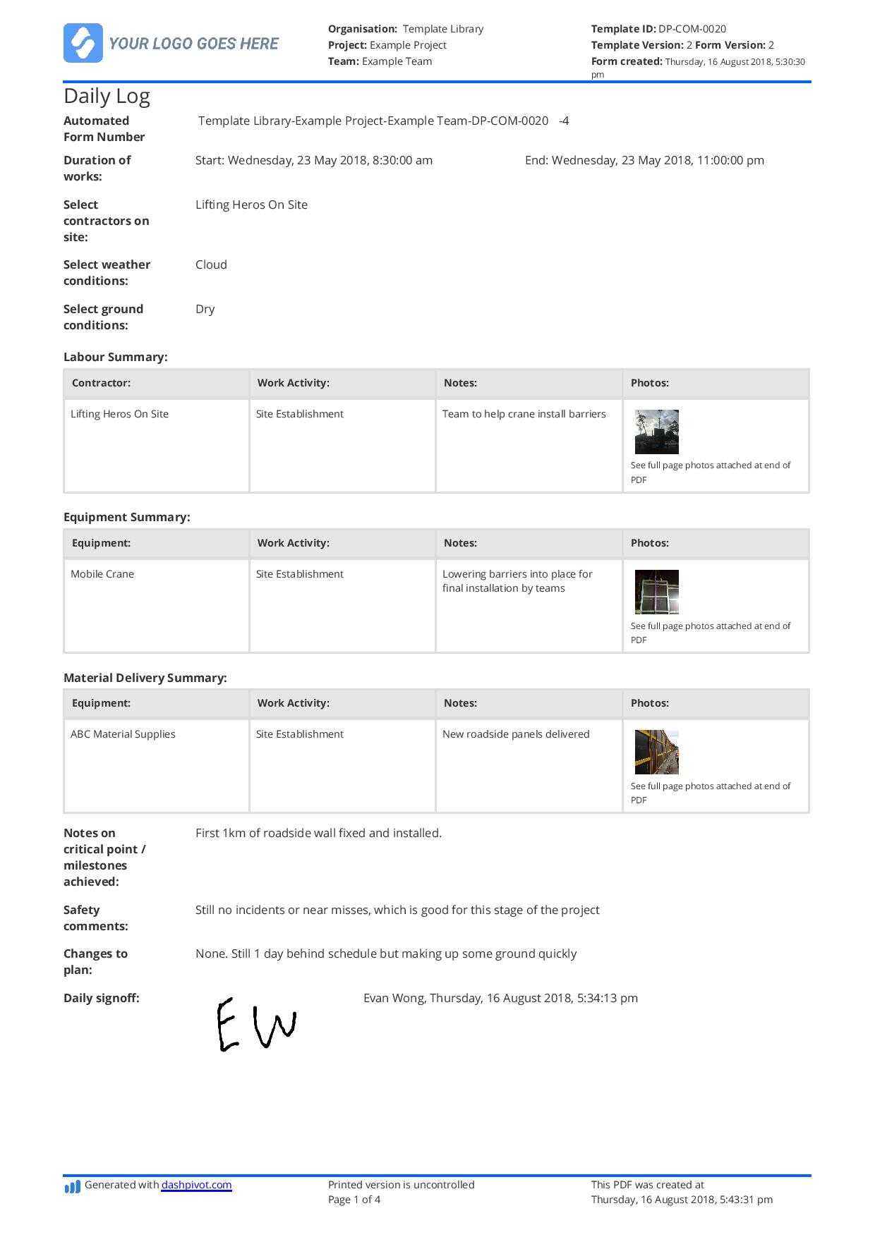 Free Daily Construction Log Template (Better Than Excel And Within Free Construction Daily Report Template