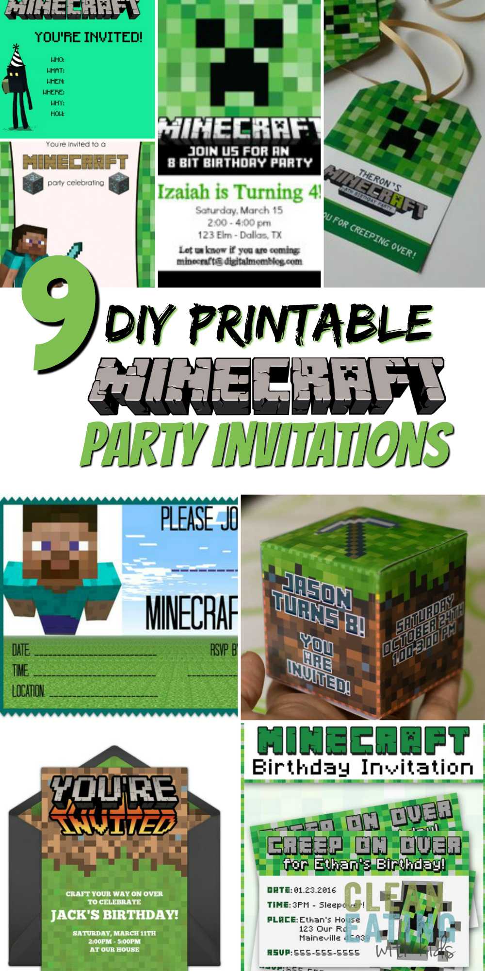 Free Diy Printable Minecraft Birthday Invitation – Clean Intended For Minecraft Birthday Card Template