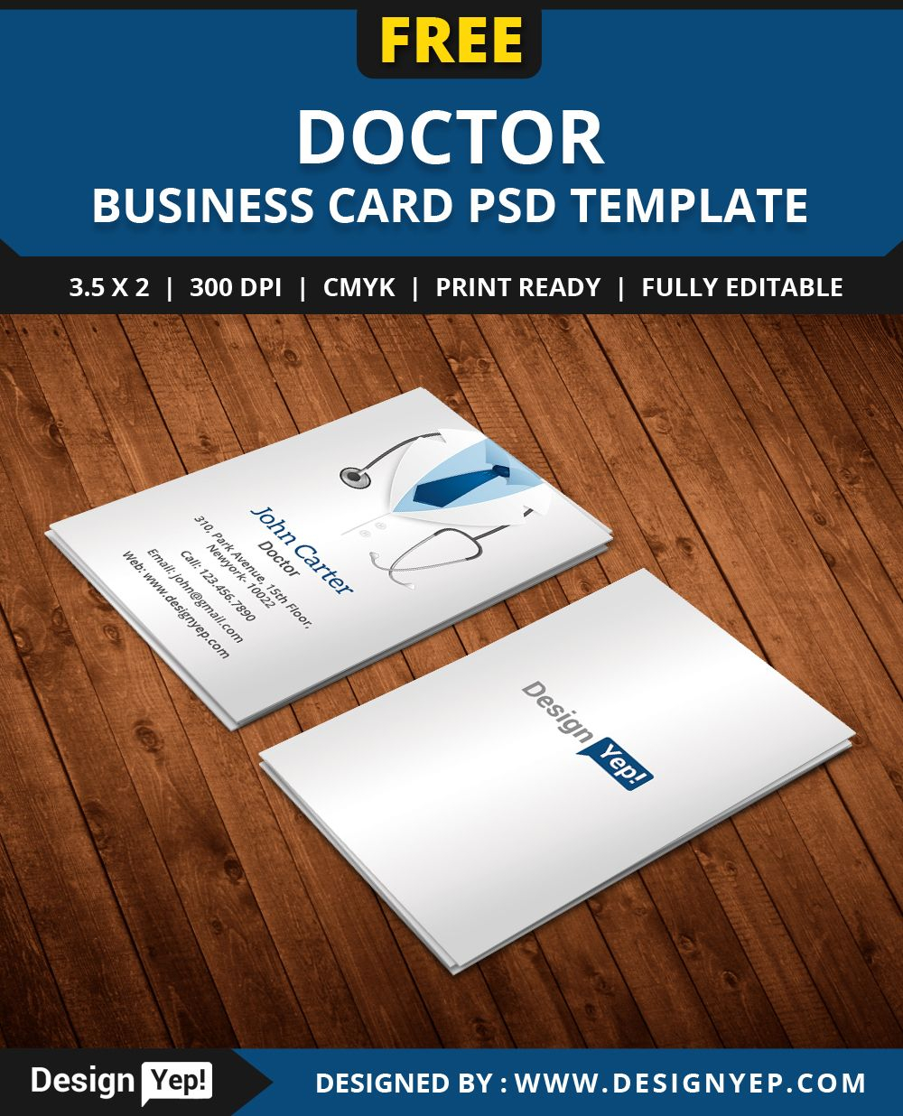 Free Doctor Business Card Template Psd | Free Business Card With Medical Business Cards Templates Free