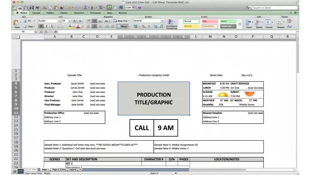 Free Download Call Sheet Template: The Only One You'll Ever Need Regarding Film Call Sheet Template Word