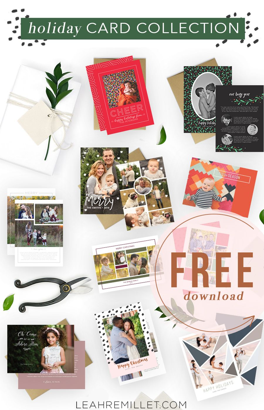 Free Download: Christmas Card Template Bundle For The Intended For Free Holiday Photo Card Templates
