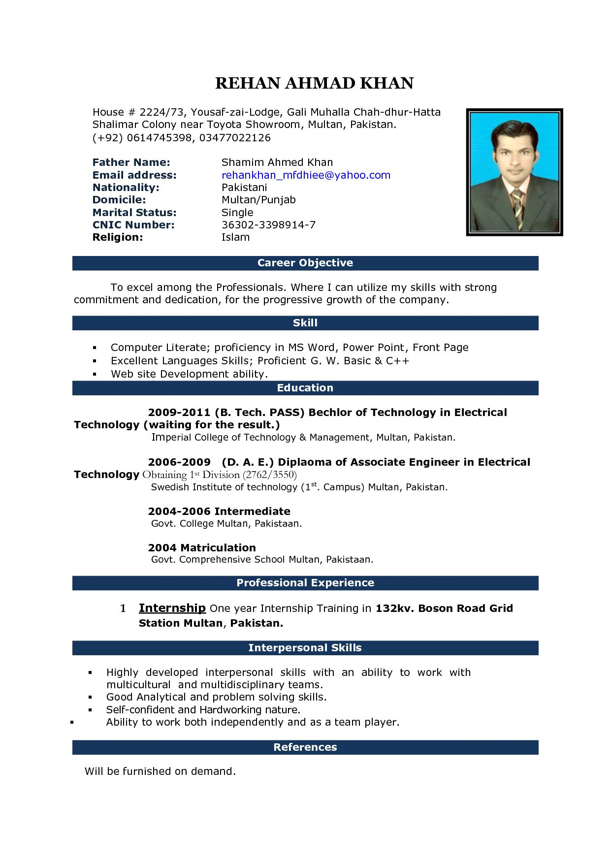 Free Download Cv Format In Ms Word Fieldstationco Microsoft Within Free Basic Resume Templates Microsoft Word