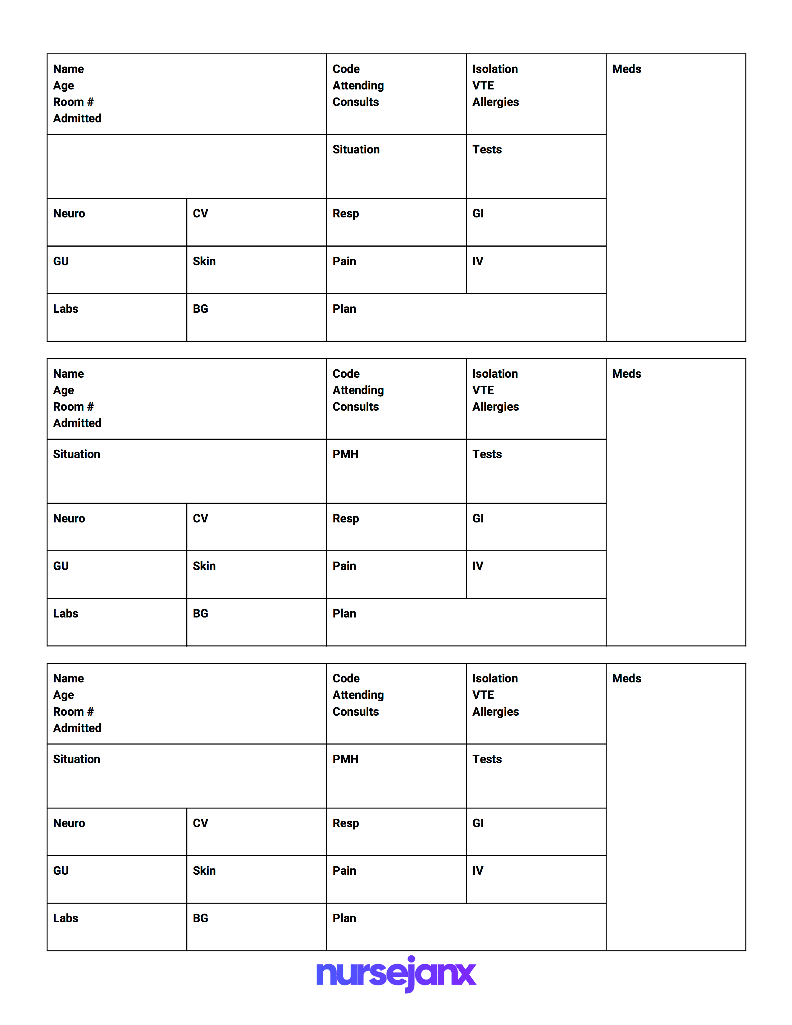 Free Download! This Nursejanx Store Exclusive Is A Sbar In Med Surg Report Sheet Templates