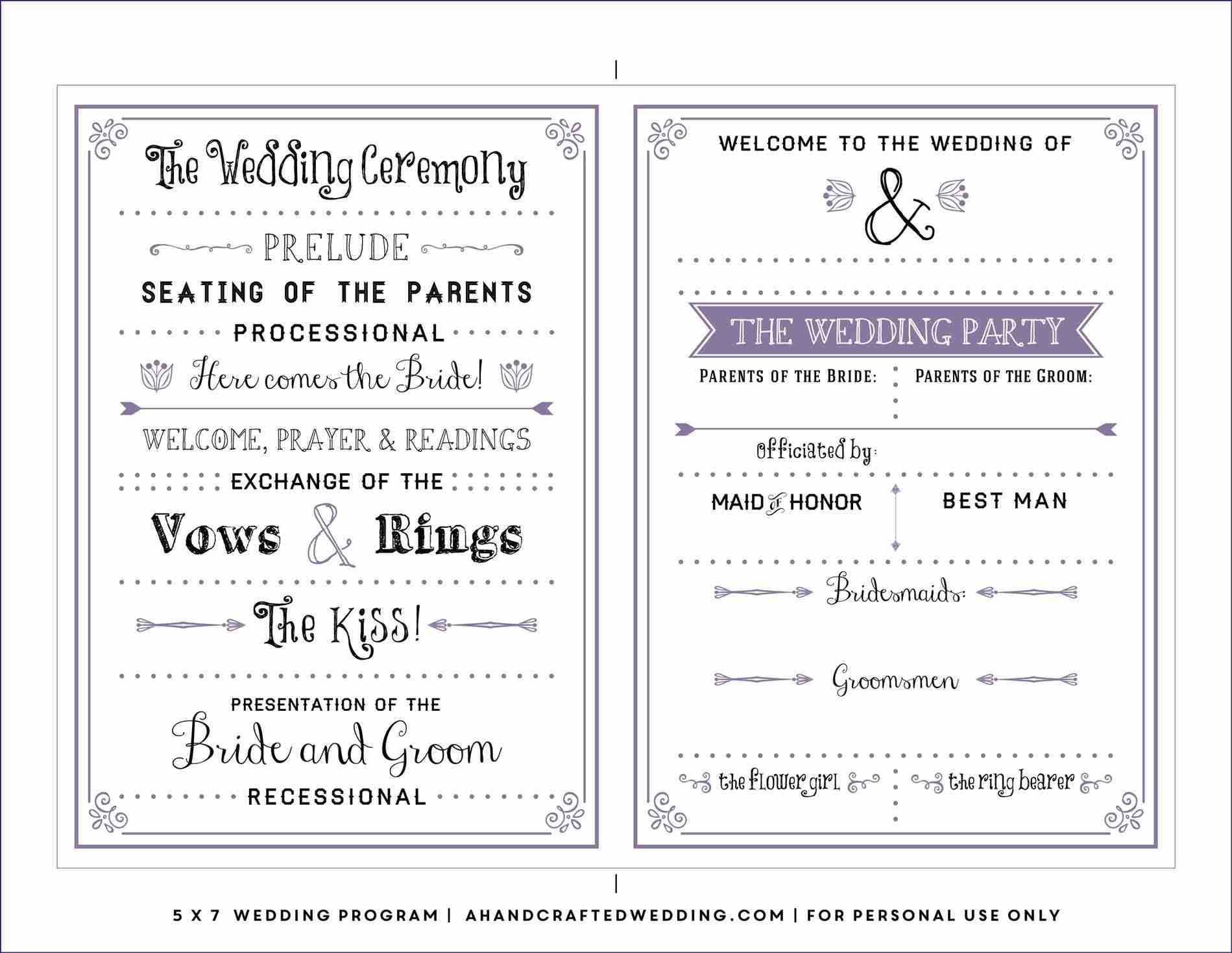 Free Downloadable Wedding Program Template That Can Be Throughout Free Printable Wedding Program Templates Word