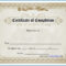 Free Editable Printable Certificate Of Completion #253 With Certificate Of Completion Free Template Word