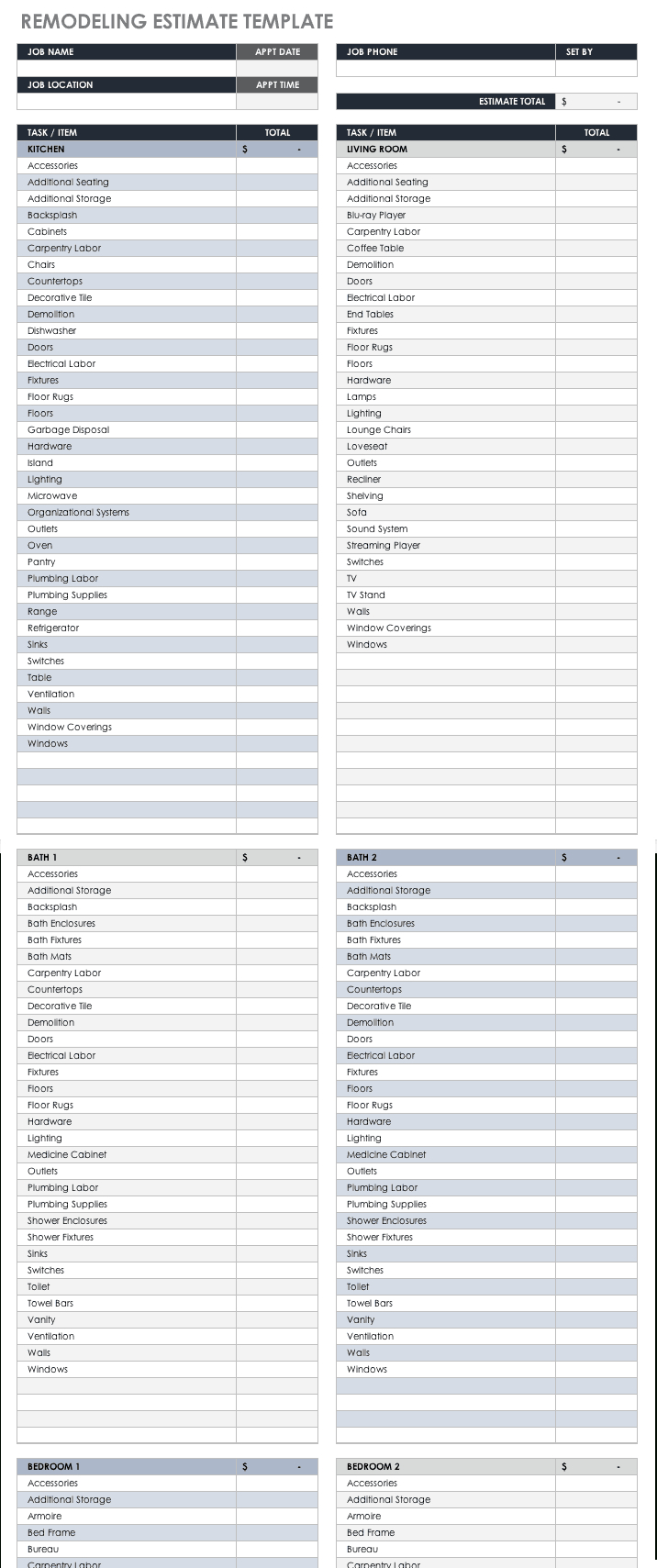 Free Estimate Templates | Smartsheet Inside Blank Estimate Form Template