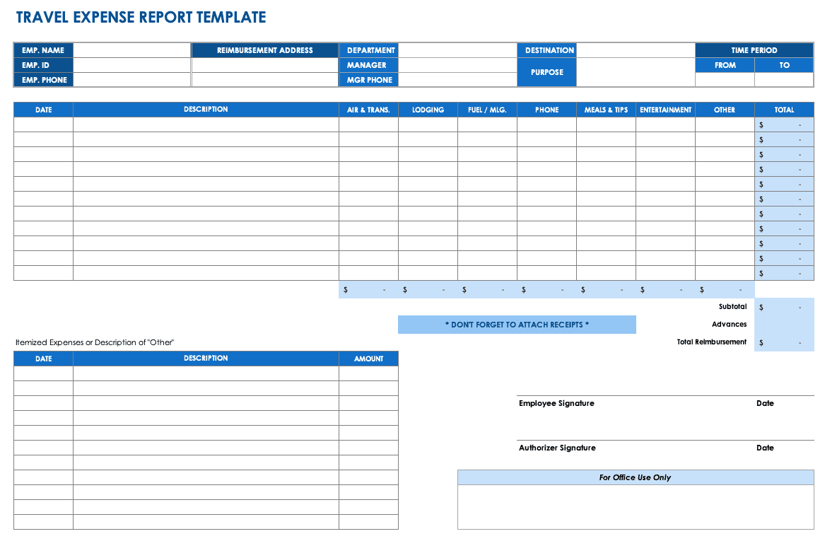 Free Expense Report Templates Smartsheet For Expense Report Spreadsheet Template