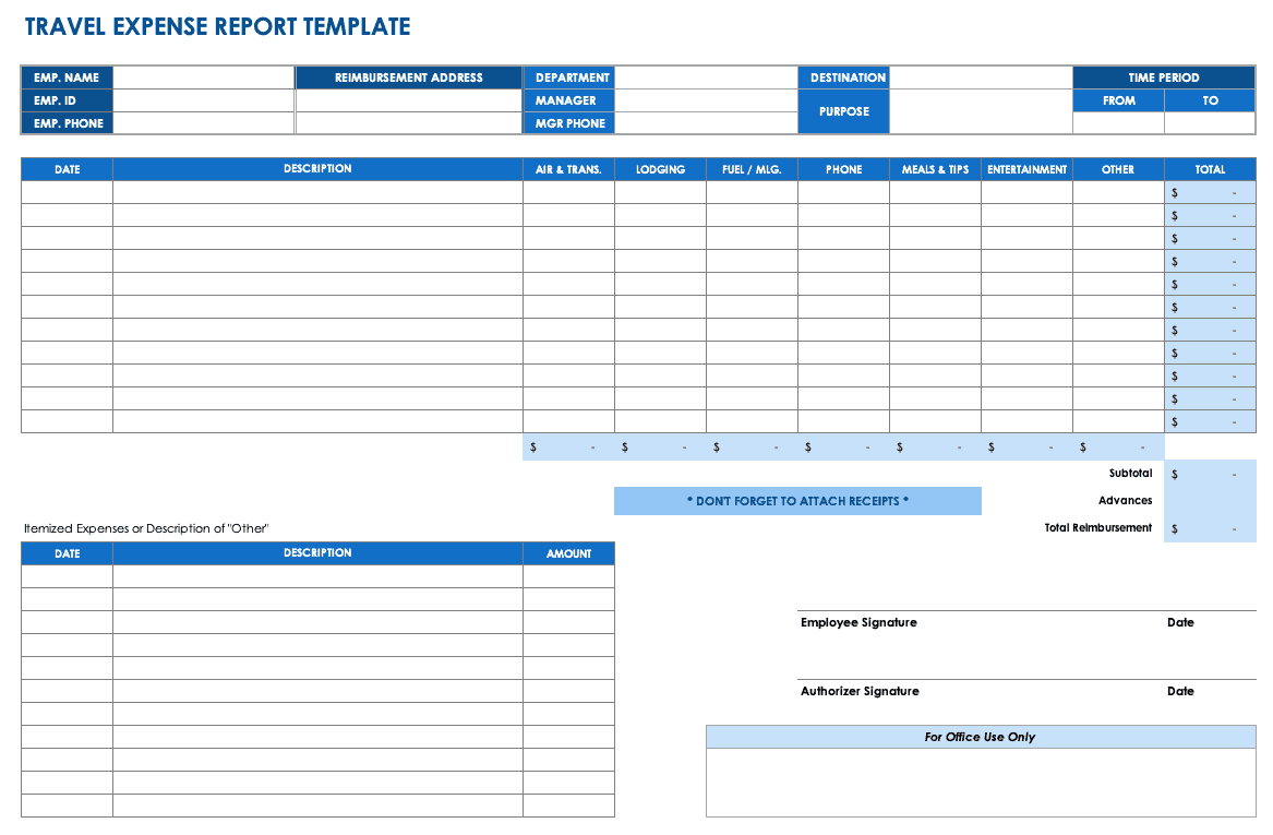Free Expense Report Templates Smartsheet Intended For Expense Report Template Excel 2010