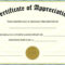 Free Fillable Certificate Of Recognition #232 Intended For Certificate Of Appreciation Template Doc
