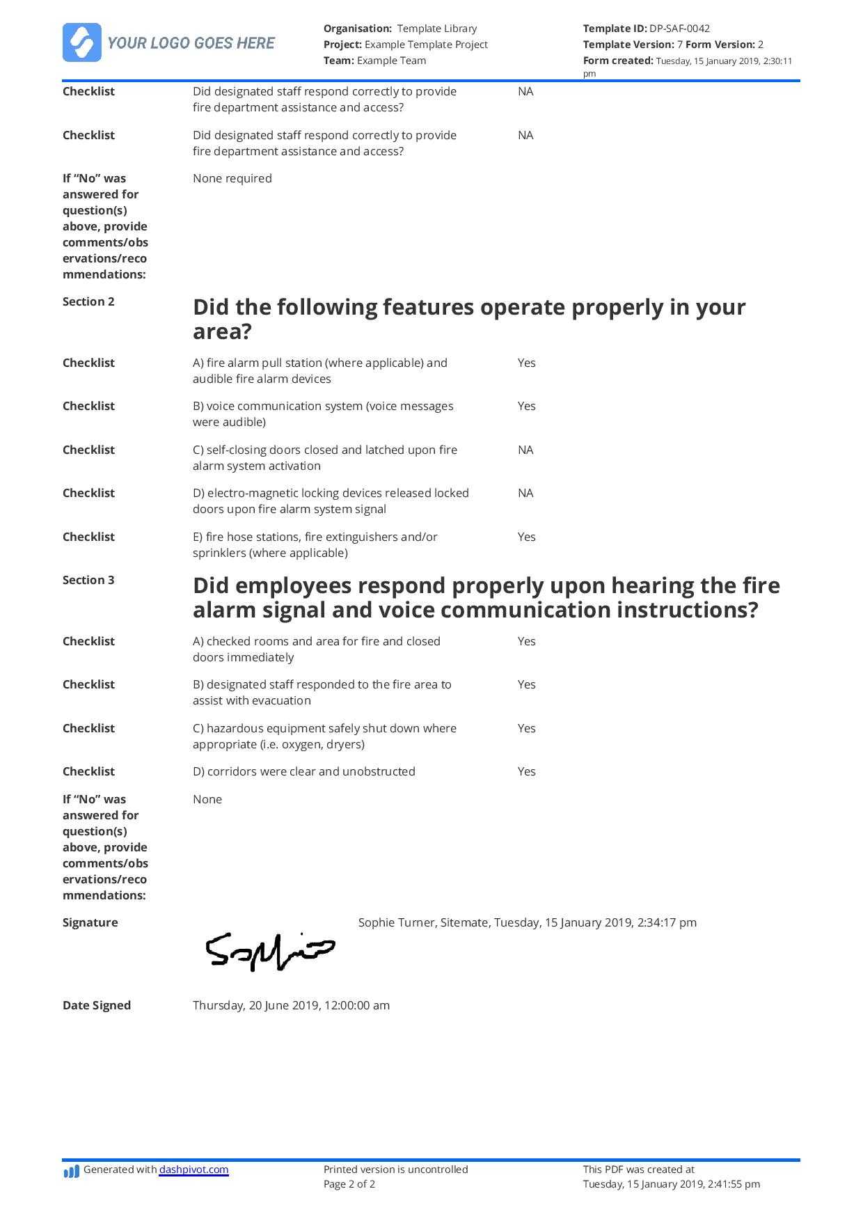 Free Fire Drill Report Template – Use, Customise, Download With Regard To Emergency Drill Report Template