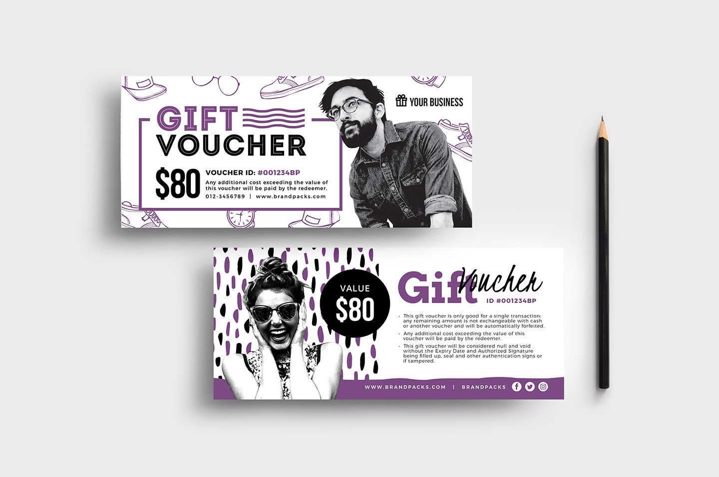 Free Gift Voucher Templates (Psd & Ai) – Brandpacks In Gift Card Template Illustrator