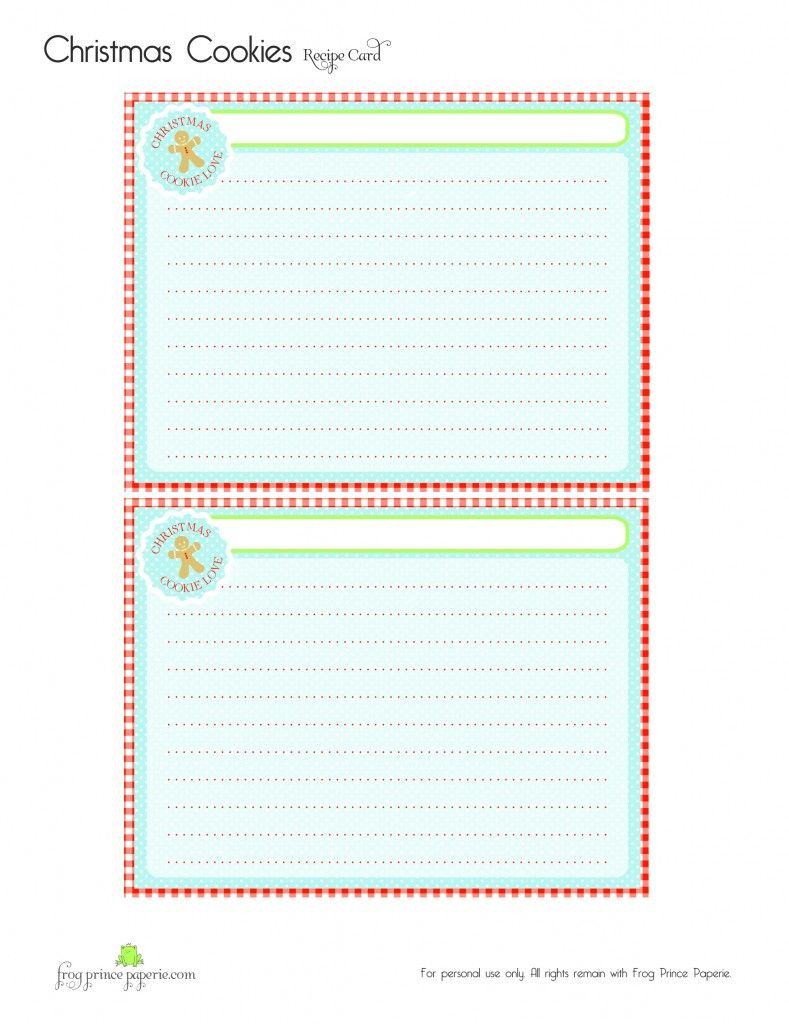 Free} Gingerbread Christmas Cookies Free Printable Recipe Within Cookie Exchange Recipe Card Template