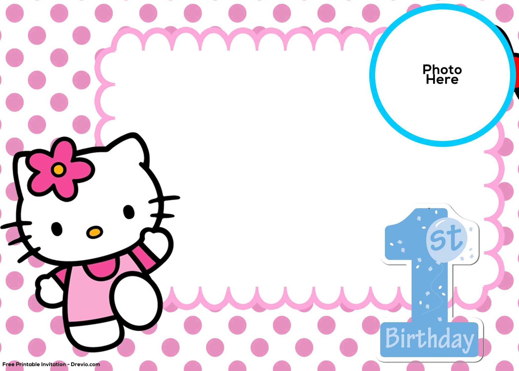 Free Hello Kitty 1St Birthday Invitation Template | Birthday In Hello Kitty Banner Template