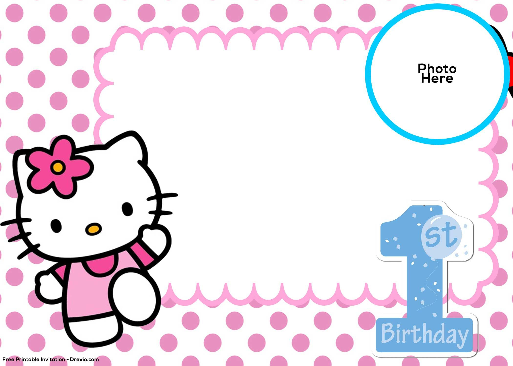Free Hello Kitty 1St Birthday Invitation Template | Birthday Pertaining To Hello Kitty Birthday Card Template Free