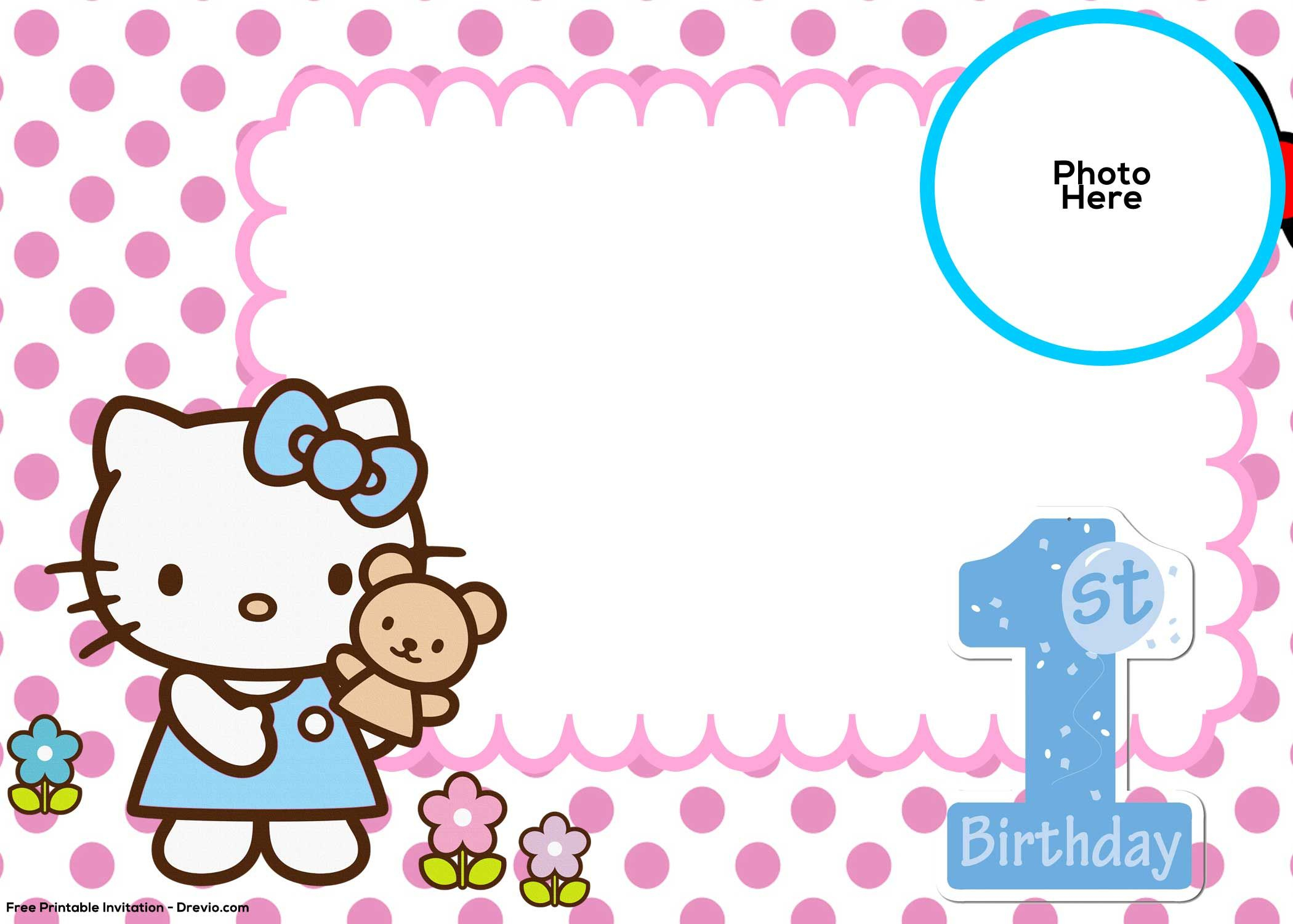 Free Hello Kitty 1St Birthday Invitation Template | Hello In Hello Kitty Birthday Card Template Free