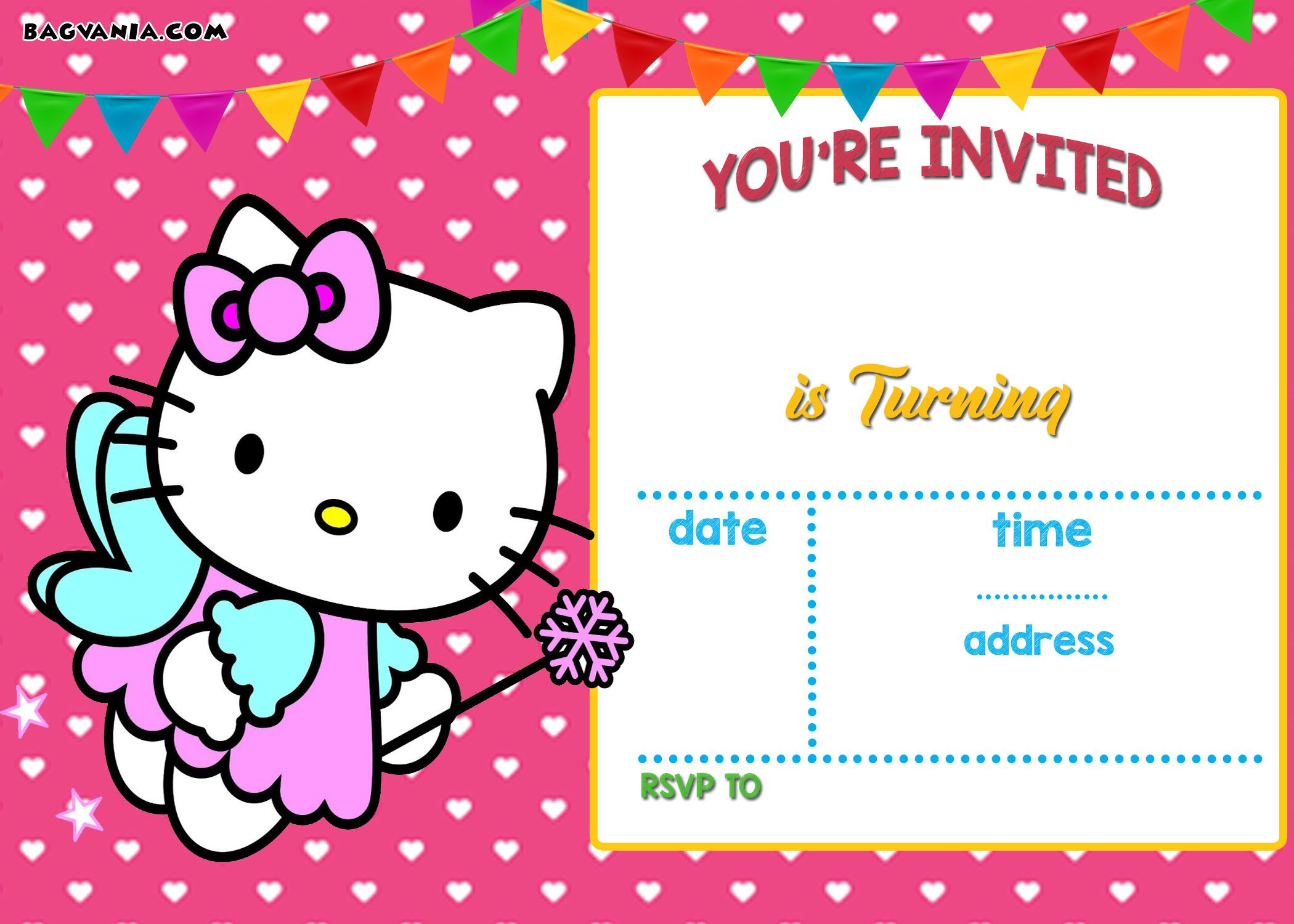 Free Hello Kitty Invitation Templates | Free Printable Regarding Hello Kitty Birthday Card Template Free