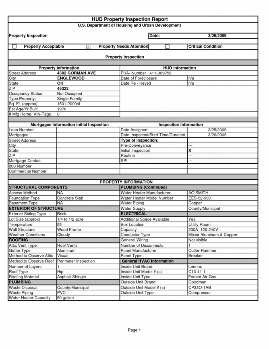 Free Home Inspection Report Template Excel Home Inspection Regarding Home Inspection Report Template Free