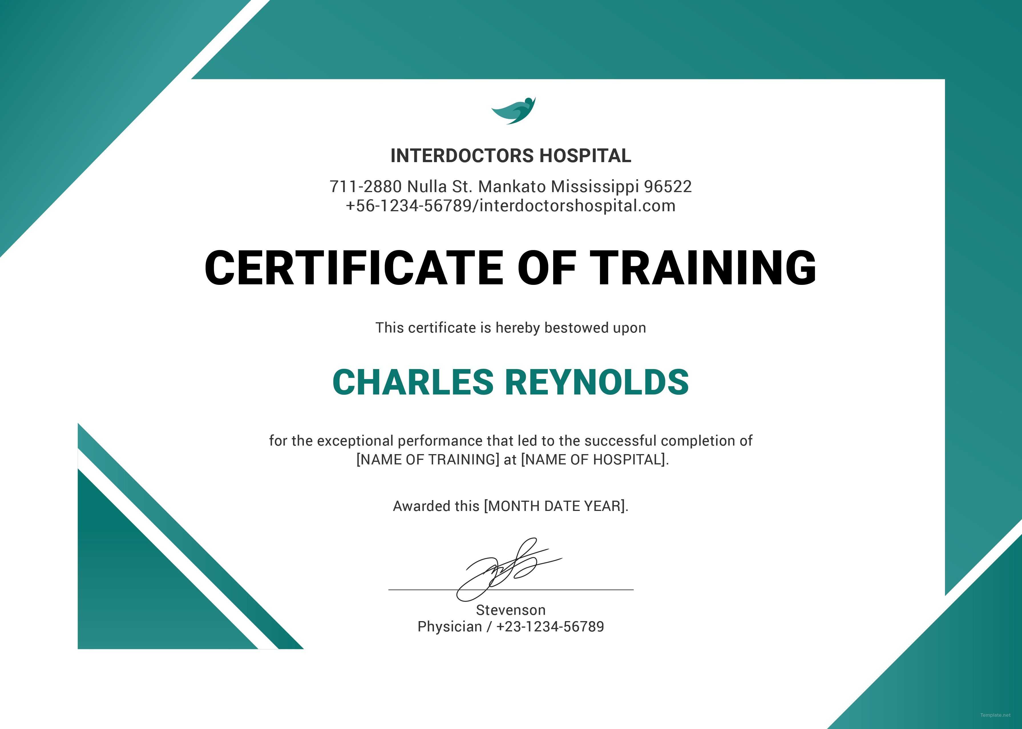 Free Hospital Training Certificate | Training Certificate Intended For Template For Training Certificate