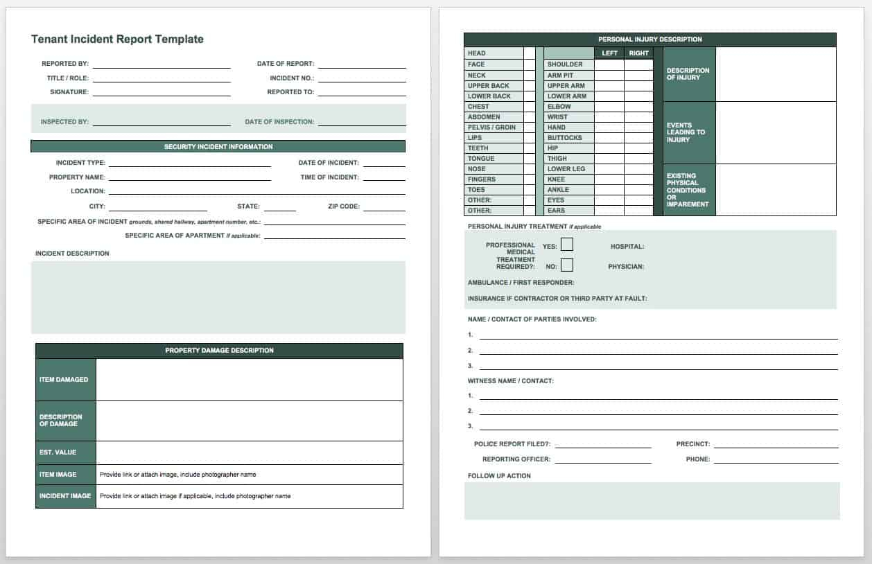 Free Incident Report Templates & Forms | Smartsheet With Accident Report Form Template Uk