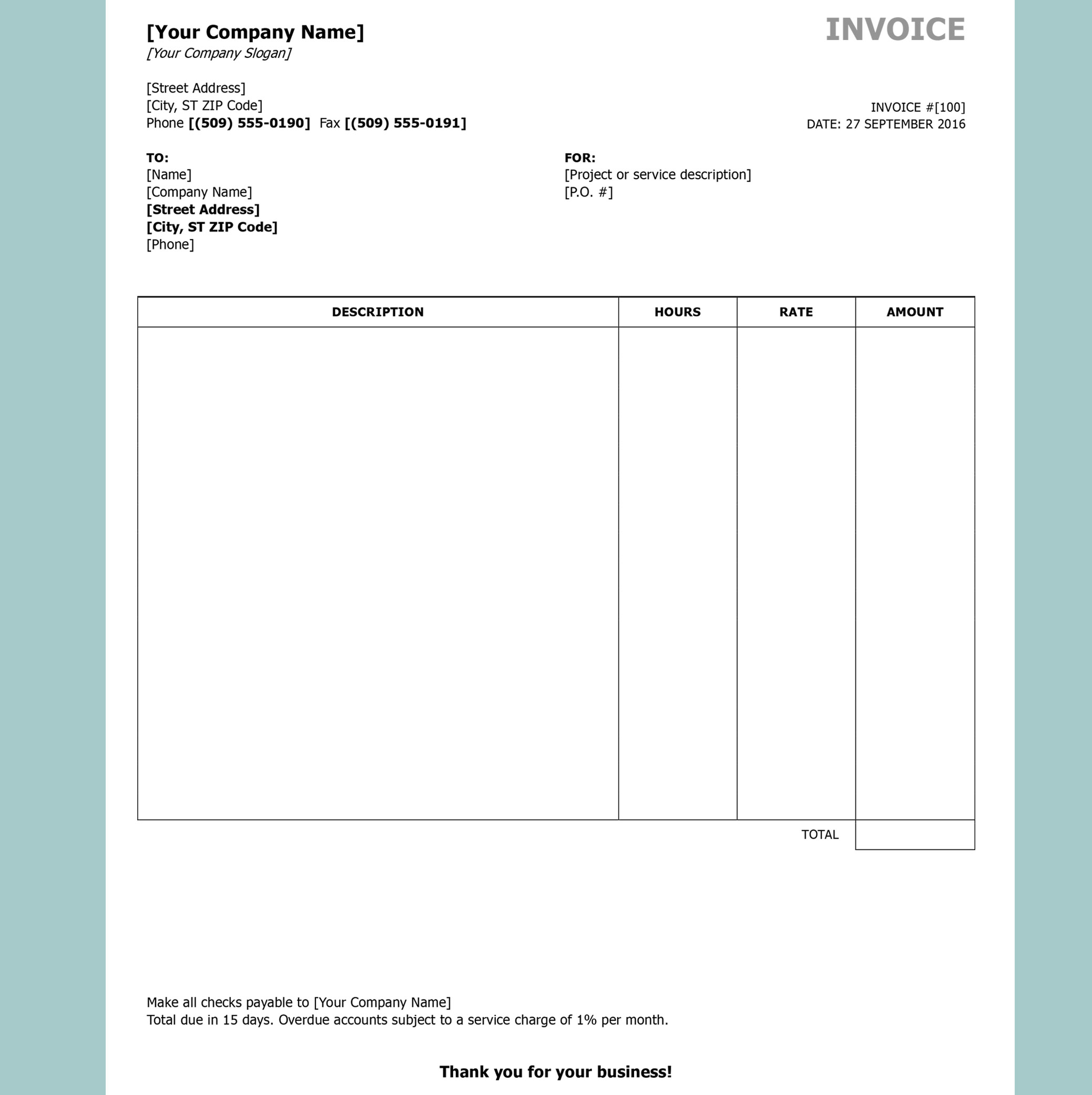 Free Invoice Templatesinvoiceberry – The Grid System Pertaining To Free Downloadable Invoice Template For Word