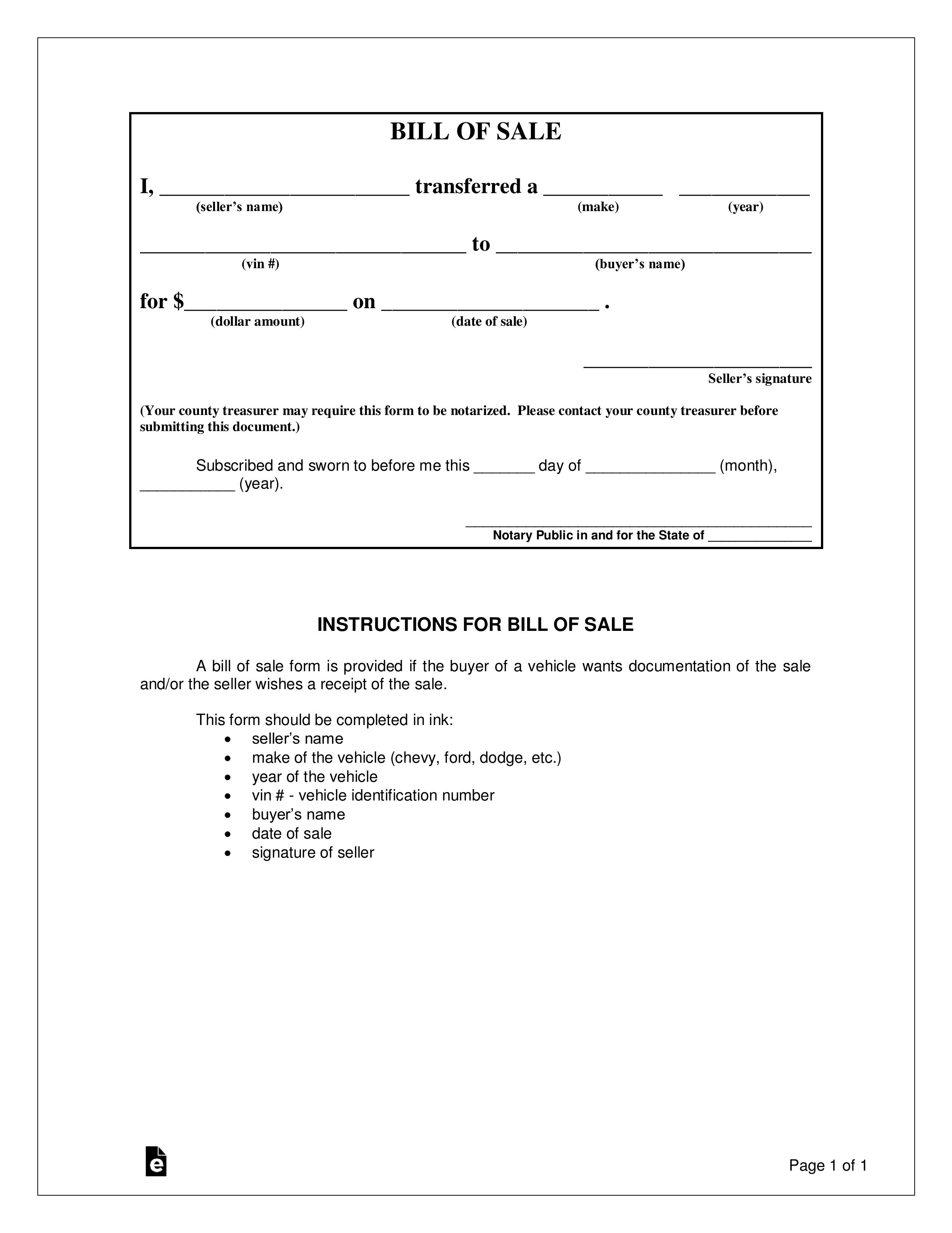 Free Iowa Vehicle Bill Of Sale Form – Word | Pdf | Eforms Pertaining To Vehicle Bill Of Sale Template Word