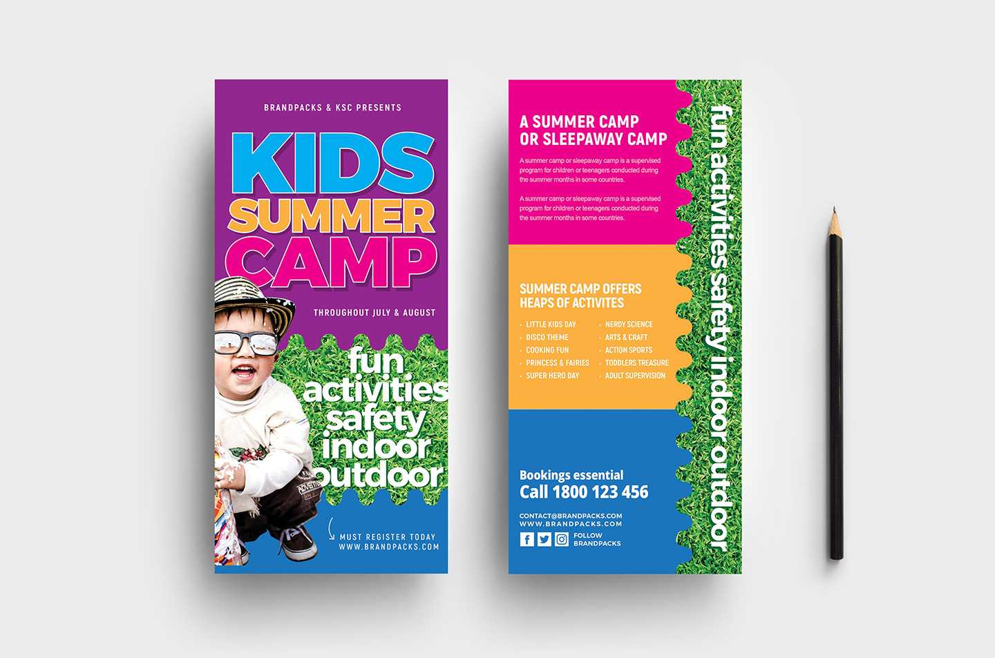 Free Kid's Camp Flyer & Brochure Template In Psd, Ai For Summer Camp Brochure Template Free Download