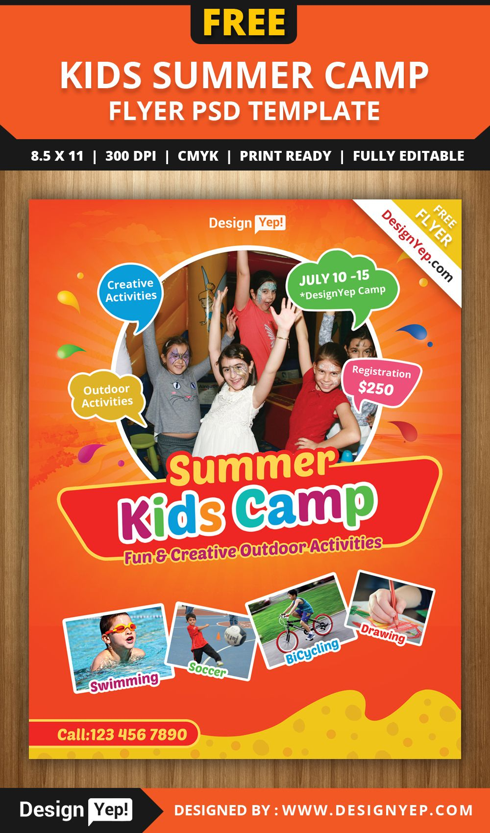 Free Kids Summer Camp Flyer Psd Template 8585 Designyep Inside Summer Camp Brochure Template Free Download