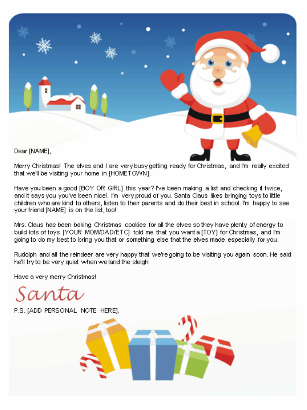 Free Letters From Santa | Santa Letters To Print At Home Within Santa Letter Template Word