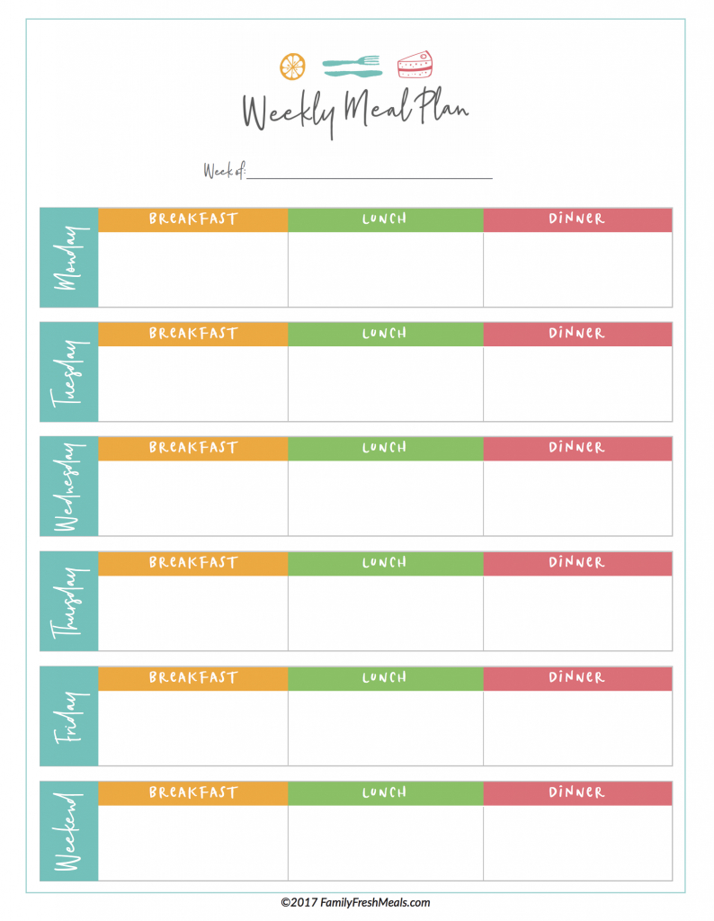 Free Meal Plan Printables - Family Fresh Meals Within Blank Meal Plan Template