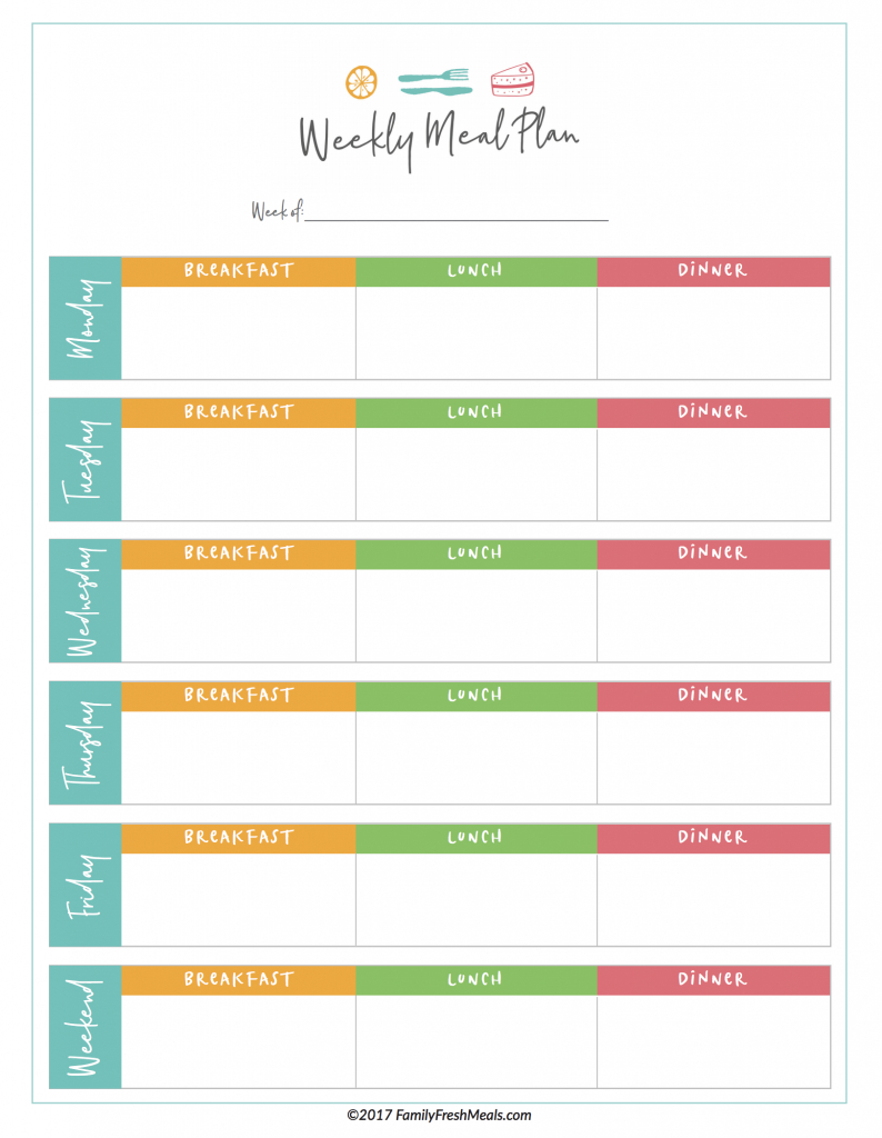 Free Meal Plan Printables – Family Fresh Meals Within Blank Meal Plan Template