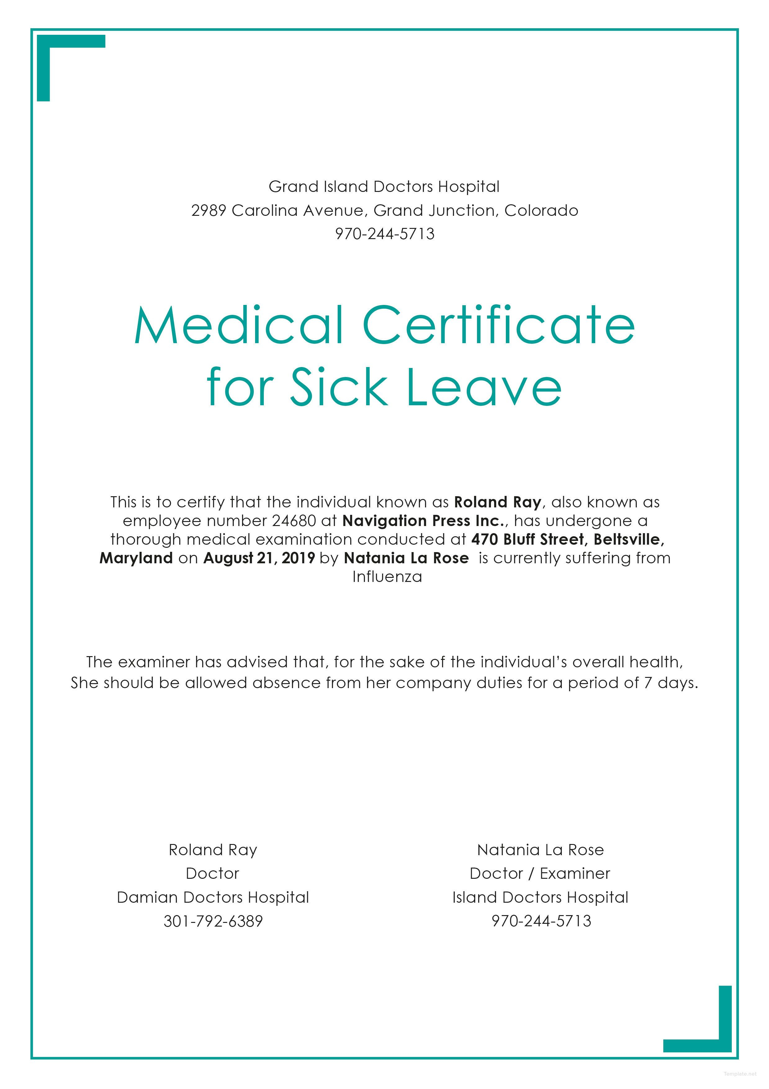 Free Medical Certificate For Sick Leave | Medical, Doctors Regarding Free Fake Medical Certificate Template