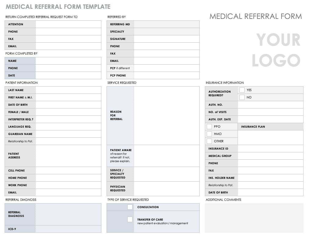 Free Medical Form Templates | Smartsheet Throughout Medical History Template Word