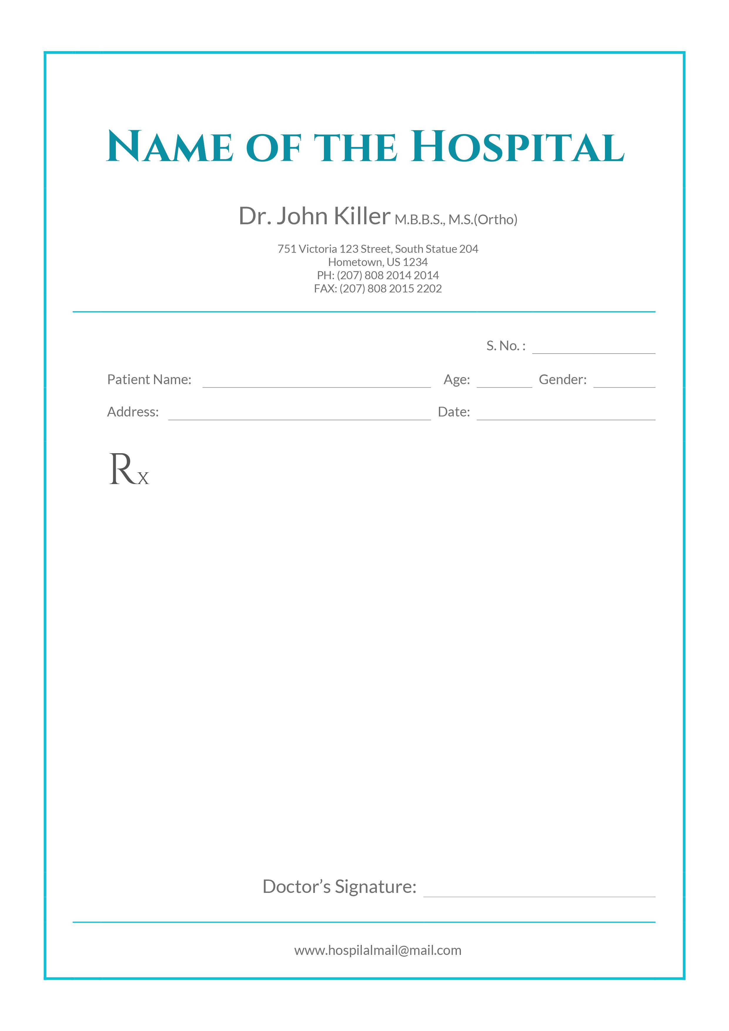 Free Medical Prescription Format | Download | Medical Throughout Blank Prescription Form Template