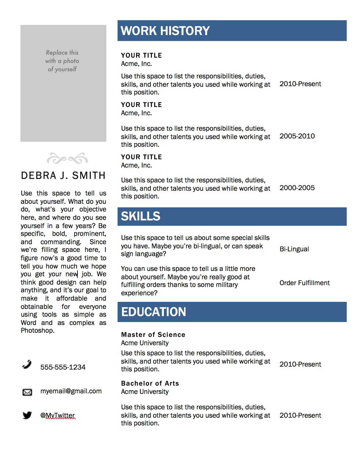 Free Microsoft Word Resume Template | Microsoft Resume For Free Basic Resume Templates Microsoft Word