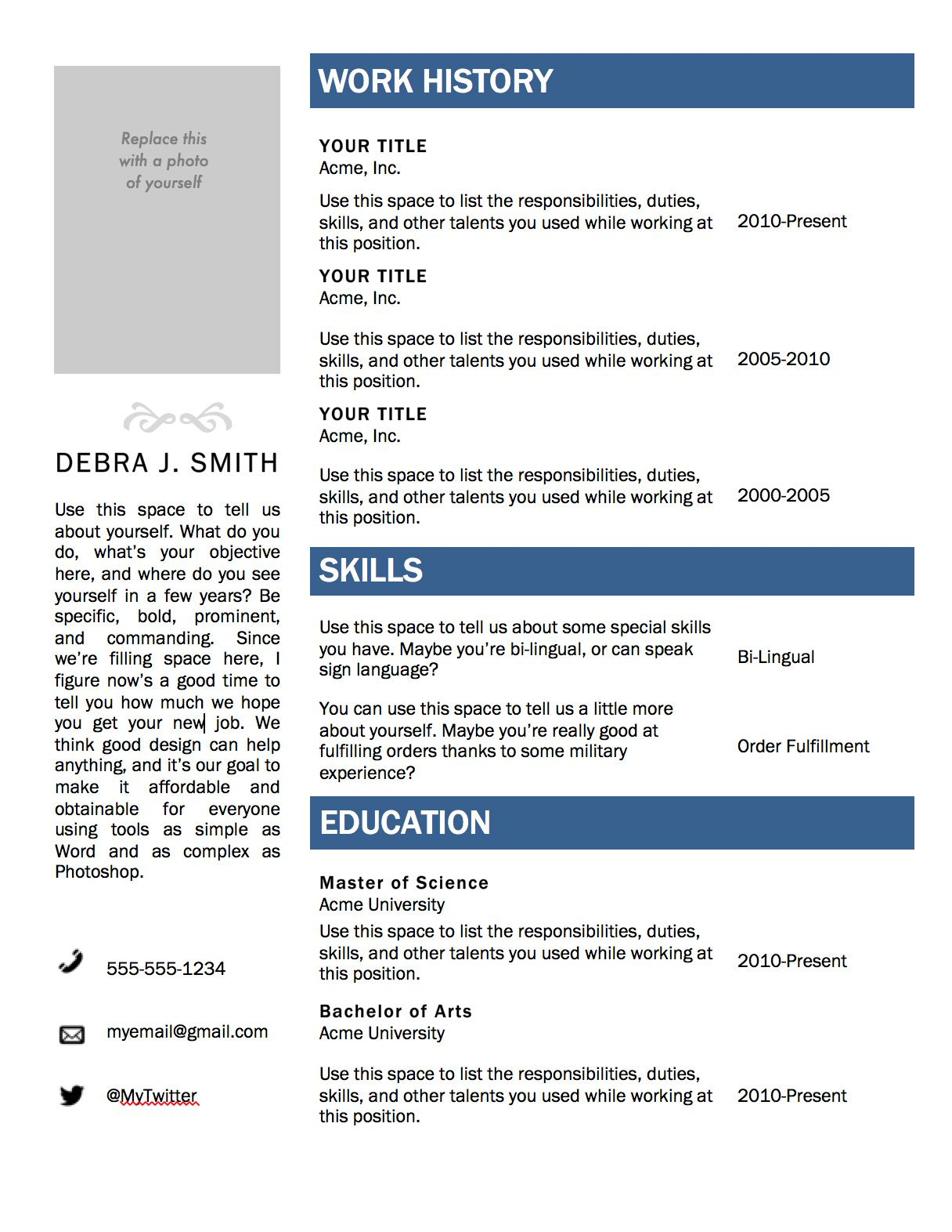Free Microsoft Word Resume Template | Microsoft Resume In Resume Templates Word 2010