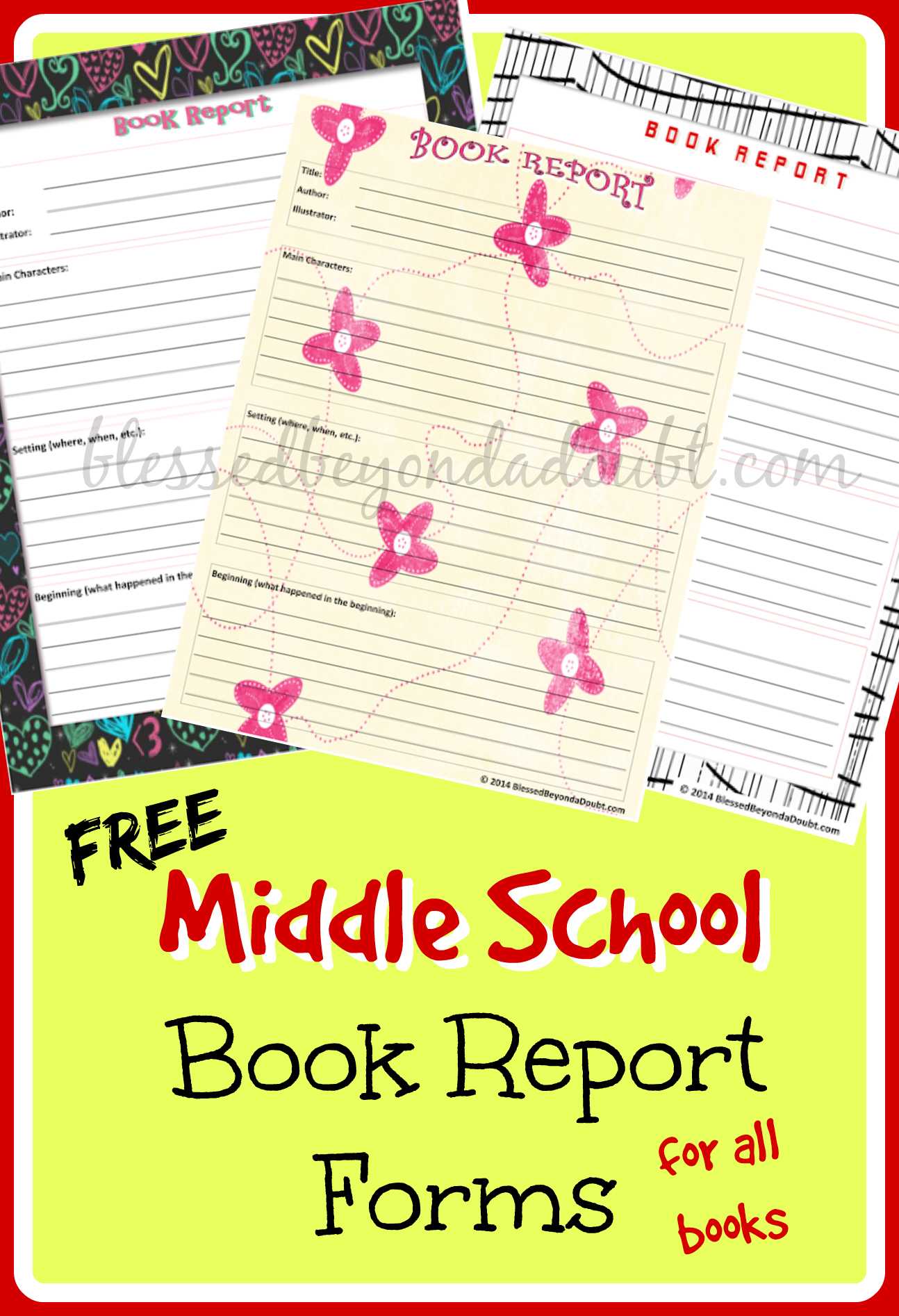 Free Middle School Printable Book Report Form! – Blessed Throughout Middle School Book Report Template