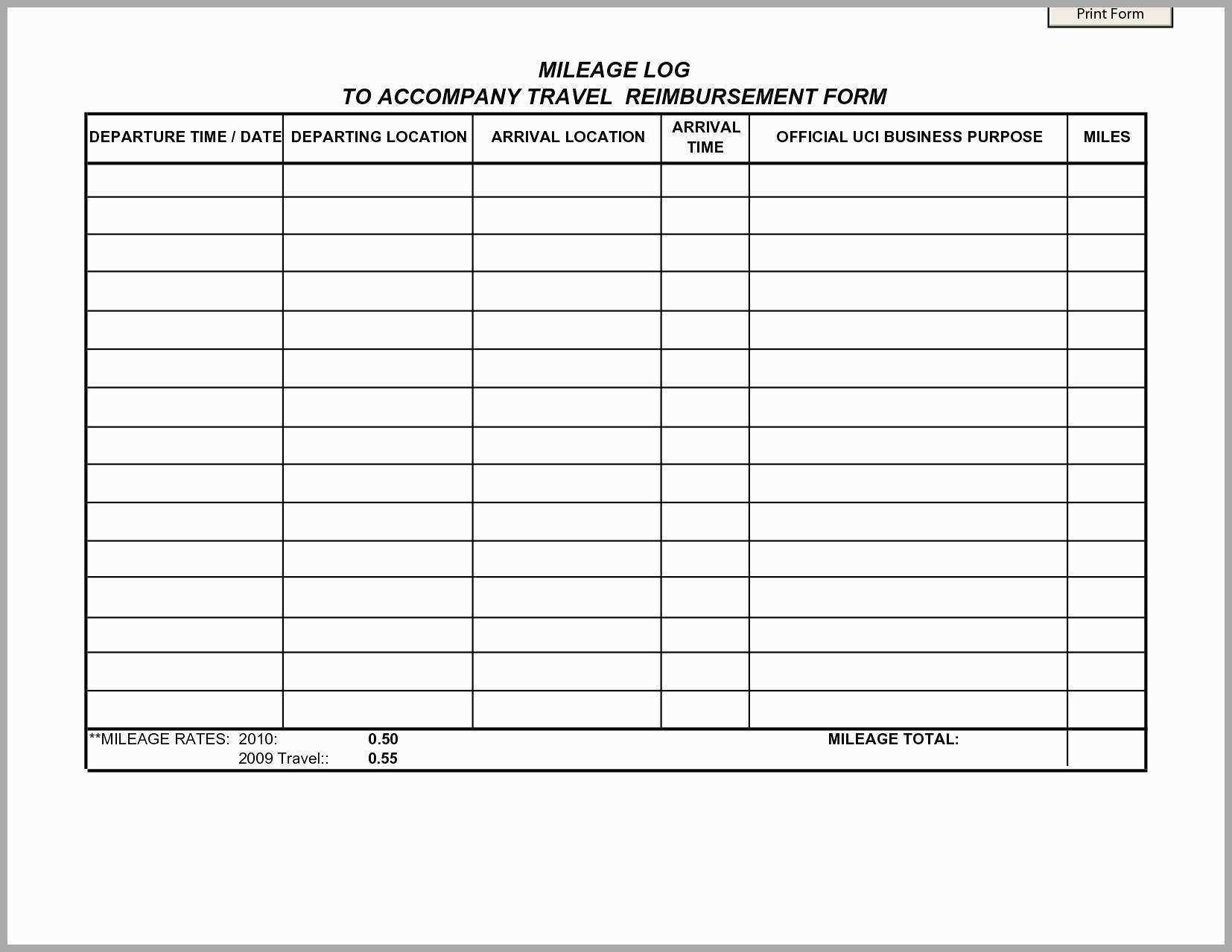 Free Mileage Log Spreadsheet Vehicle Template For Word With Mileage Report Template