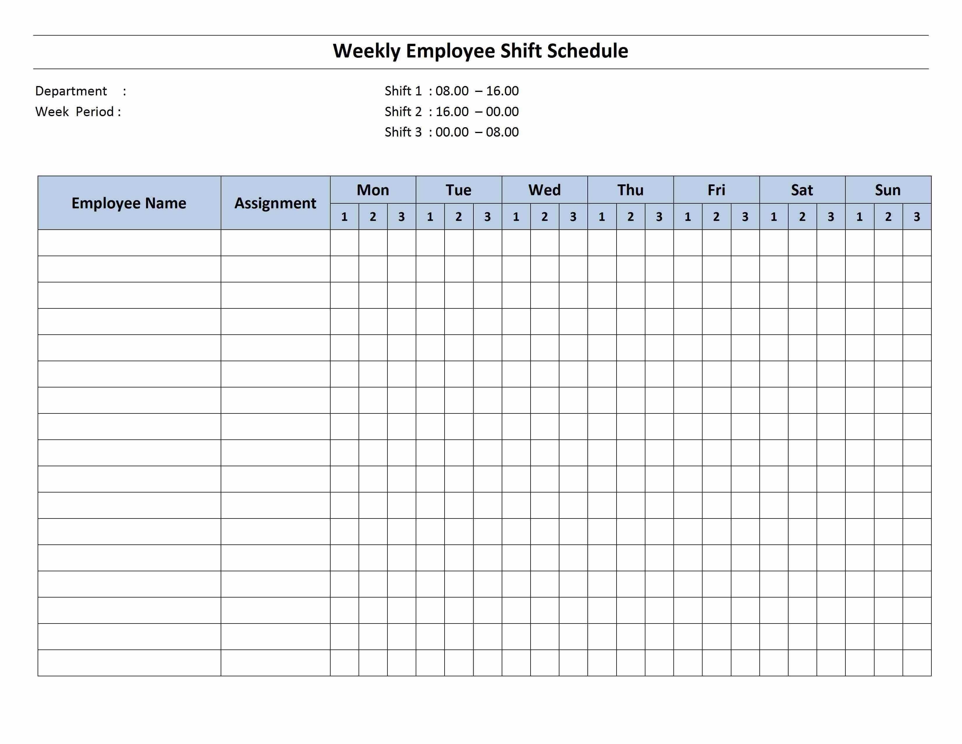 Free Monthly Work Schedule Template | Weekly Employee 8 Hour Intended For Blank Monthly Work Schedule Template