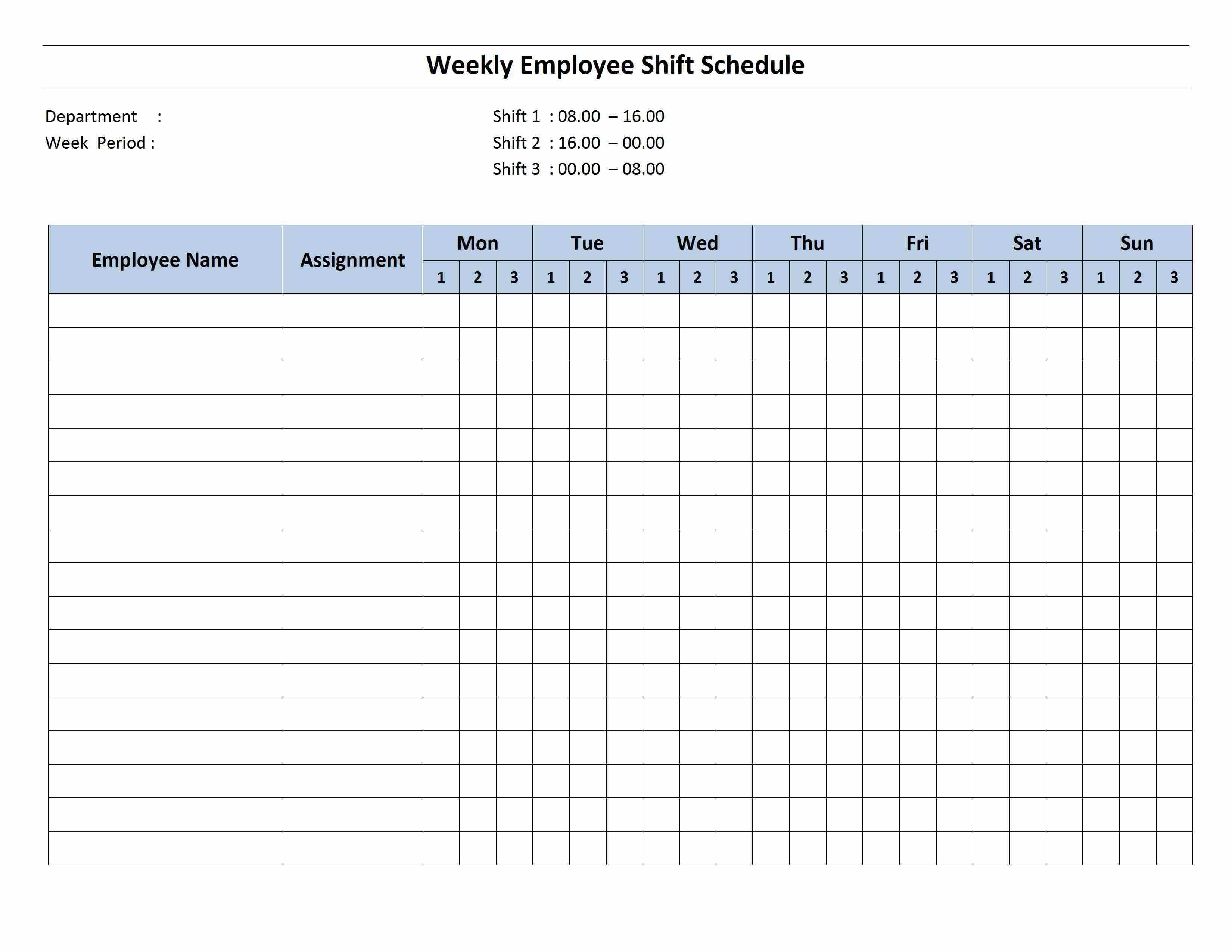 Free Monthly Work Schedule Template | Weekly Employee 8 Hour Intended For Blank Monthly Work Schedule Template