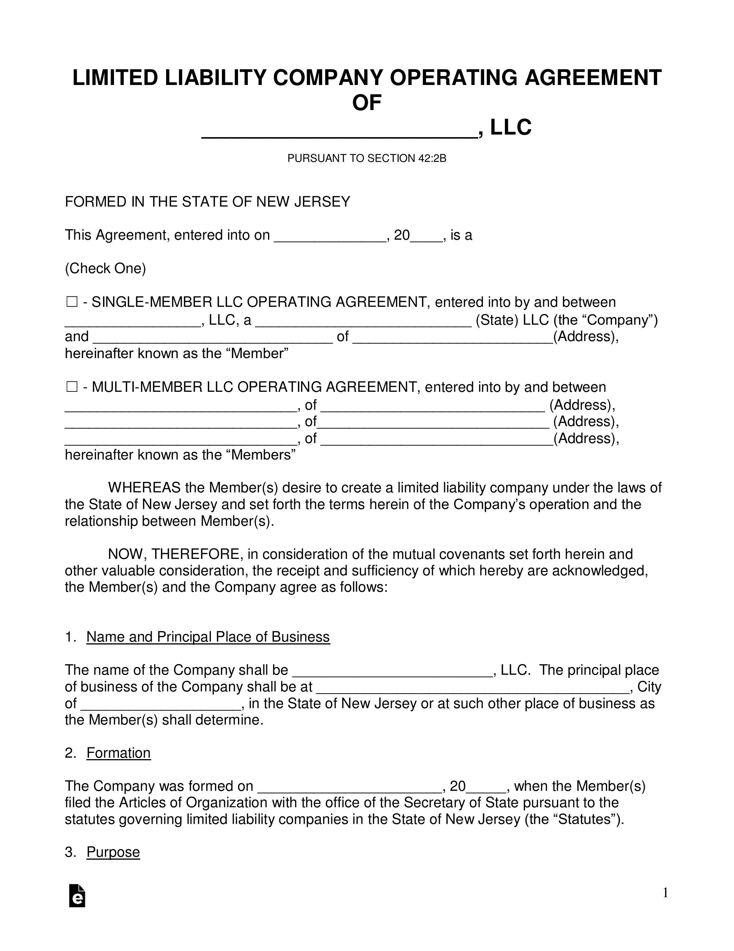 Free New Jersey Llc Operating Agreement Templates – Pdf With Regard To Llc Annual Report Template