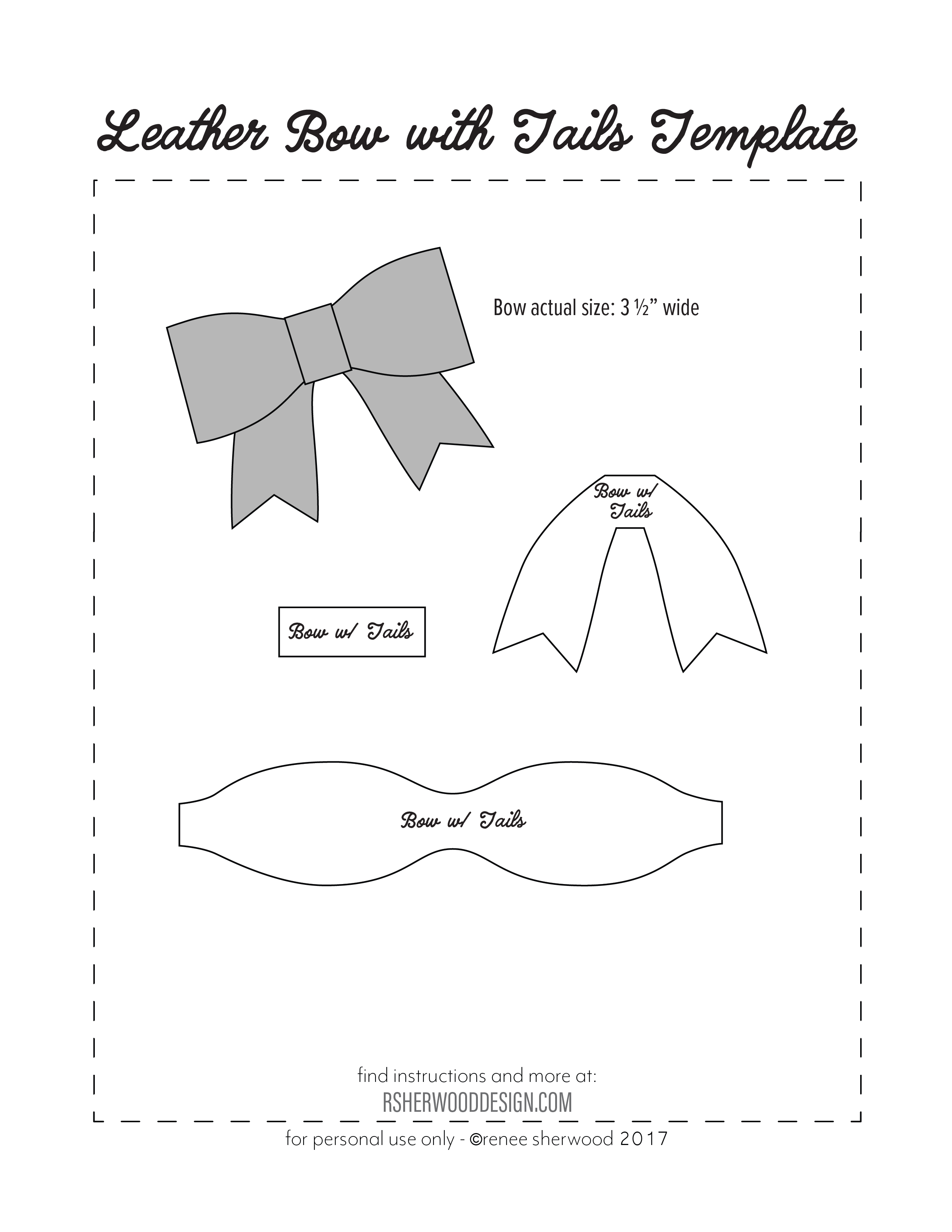 Free No Sew Leather Or Felt Bow Template Download At Www For Headband Card Template